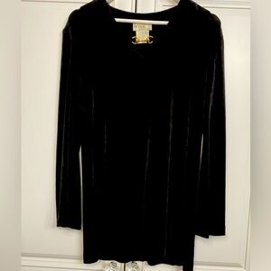 Women’s Size Large Emoi Black Blouse with Gold Tone Detailing at the V Neckline